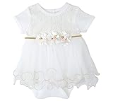 T.F. Taffy Taffy Baby Girl Newborn Gold Glitter Floral Short Sleeve Unique Tutu Bodysuit 3-6M