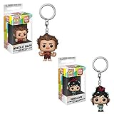 Funko Pocket POP! Movies Disney Ralph Breaks The Internet: Wreck-It Ralph and Vanellope Keychain Toy Action Figures - 2 POP Bundle