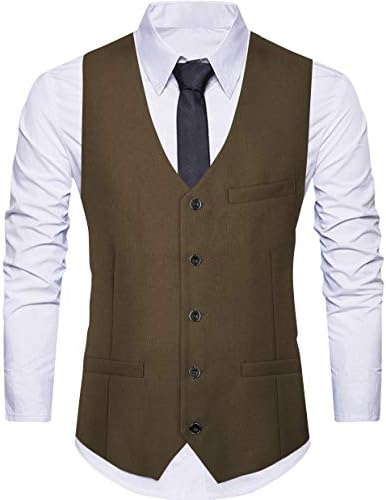 WANNEW Men's Vests Suit Vest Tuxedo Vest Dress Vest with 3 Pockets for Suit or Tuxedo