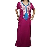 Mogul Womens Kaftan Nightgown Embroidered Maxi Dress Cotton Caftan Nightdress