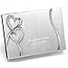 Personalized Engraved, Brushed Silver Plated Petite, Wedding Guest Book, Twin Hearts Sparkling Love