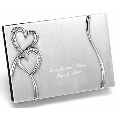 Personalized and Engraved Wedding Accessories Silver-Plated Guest Book, Sparkling Love