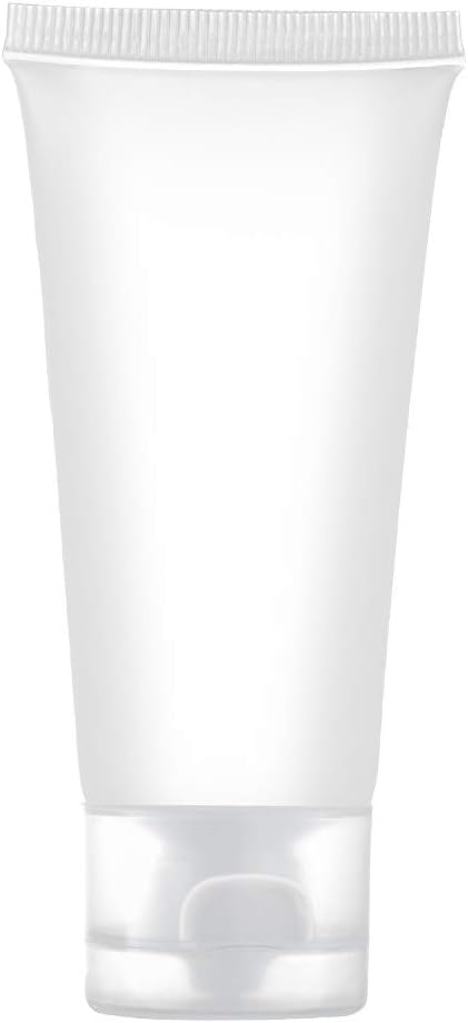 Lisapack 1Oz Travel Plastic Squeezable Soft Tube with Flip Cap (10 Pcs) Empty Container for Lotion, Vaseline, Toothpaste (Frosted Translucent)