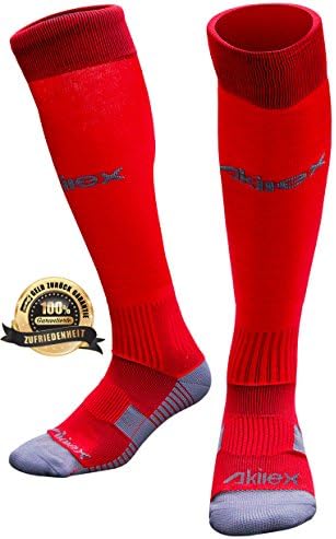 Akilex Functional Compression for Women and Men Athletic Running Socks for Long Sport Soccer Socks Nursing Compression Socks for Travel Running Sports Socks (S, AK607A Red-Grey)