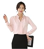 No brand Women V-Neck Long Sleeve Sheer Chiffon Shirt Blouse Tops Elegant Solid Casual Shirts