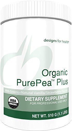 Designs for Health - Organic PurePea Plus, Vanilla Organic Vegan Protein with Greens, Naturally Flavored, 510g, 15 Servings