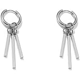 Minimalist Triple Bar Small Hoop Dangle Drop Earrings for Men Women Stainless Steel Charms Huggie Hoops Hypoallergenic Fashion Vintage Punk Geometric Line Stick Dangling Gifts Birthday