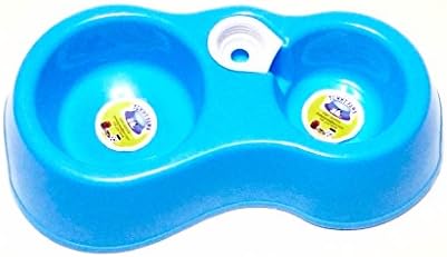 Yummy Paws Replenish Pet Waterer, Puppy/Cat Double Bowl With Automatic watering (Small) (blue)
