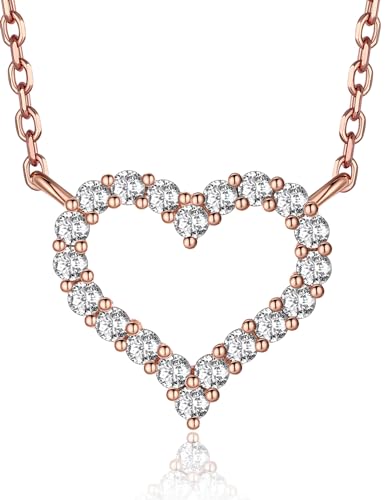 Momentwish Herz Halskette Damen Rosegold, Moissanite Diamant Kette Mit Anhänger Schmuck Muttertagsgeschenk Für Mama Frauen Freundin