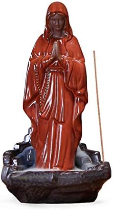 LEAFIS Waterfall Backflow Incense Burner Handcraft Ceramic Incense Cones Burner Holder (Virgin Mary)