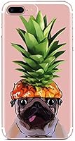iPhone 7 Plus/iPhone 8 Plus Pineapple Fruit Hat Pug Pet Dog Clear Rubber Case-Funny Upper Pineapple Cute Summer Hipster Hawaii Fruit iPhone 7 Plus/8 Plus Case(5.5") Clear Case Cover