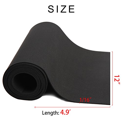 MAGZO Adhesive Rubber Mat 1/16 Inch Thick (.0625”), 12 Inch W x 4.9