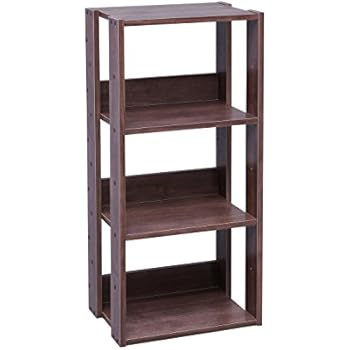 IRIS USA 3-Tier Open Wood Bookshelf, Dark Brown