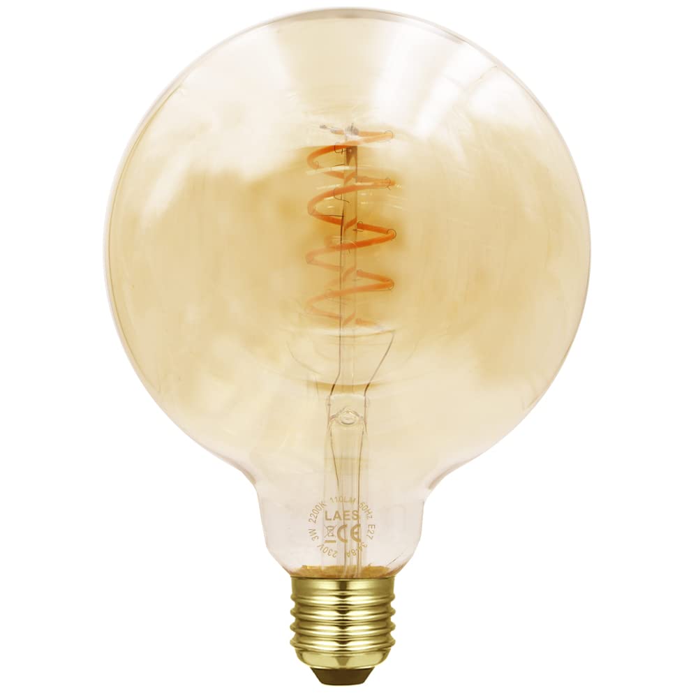 LAES 987454 Globo LED Filament E27, 3 W, Amber, 125 x 172 mm