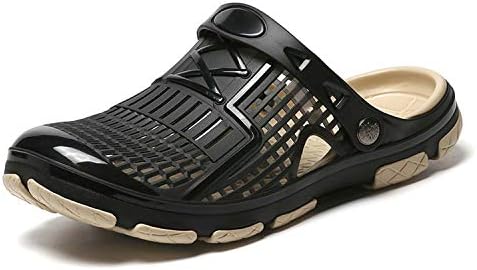 Jelly Shoes Men Beach Hollow Slippers Light Sandalias Outdoor,Black,7.5