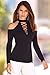 ECOWISH Women's Cut Out Shoulder Tops Halter Neck Lace Up Shirt Basic Tee Blouse,Black,US S