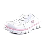 Skechers Womens Elite Glam Synery Slip On Mule Clog, White/Pink, 10 B(M) US
