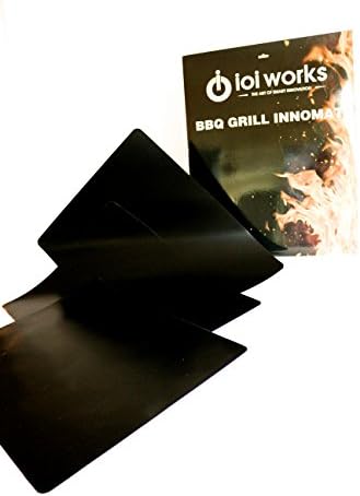 ioi Works BBQ Grill Mat - Set Of 3 - Best Quality - 100% Non-Stick Grilling & Baking Mats - Easy To Wash - Dishwasher Safe - Pan Liner - Meat Veggies Seafood Pizza Desserts