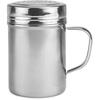 Back of House Ltd. Metal Dredge Shaker with Handle & Stainless Steel Lid, 10 Oz. - Restaurant Quality Dispenser