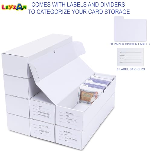 Trading Card Storage Box, 8 Pack - 1000 Count Cardboard Storage Box with dividers & labels for TCG/Magic/Mtg storage and Collection