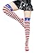 Bienvenu Women's Extra Long Striped Socks Glove Set Over Knee High Opaque Stockings,Red Blue