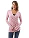 PattyBoutik Women's Faux Wrap High Low Hem Twinset Blouse (Pink L)