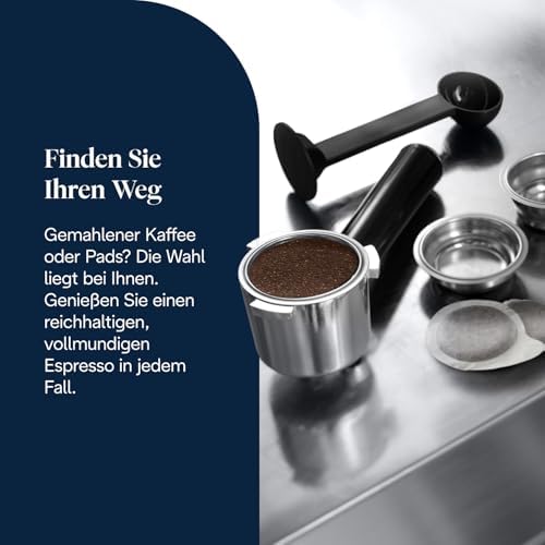 Dedica Style - Perfetto Kompakte Siebträgermaschine Espressomaschine mit Tasten, manuellem Milchaufschäumer für Espresso und Cappuccino, ESE Pad geeignet, 15cm breit, Weiß (EC685.W)