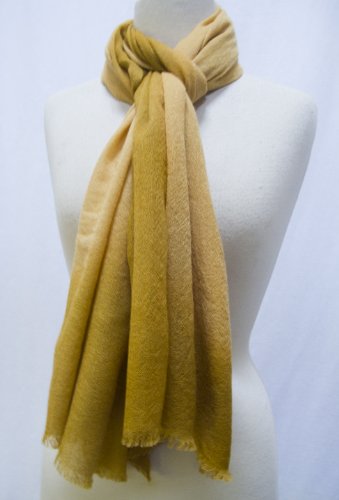 Ombre Tie Dye Lightweight Wool Shawl Scarf Stole Wrap Gold Amber