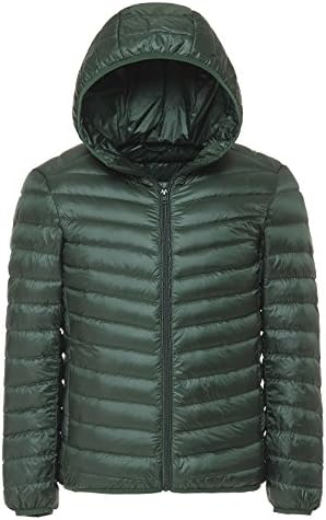 Fasttg Men Hooded Ultra Light Packable Down Jacket (L, Dark green)