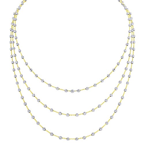 Officina Bernardi Sterling Silver 3 Row Station Necklace, 16