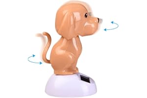 SURAKEY Puppy Doll Car Ornament Solar Dancing Ornament Figurine Shaking Solar Car Dashboard Sculpture Doll Toy Decor Statues for Car Home Offices Vehicle Interior Decoration (Brown)