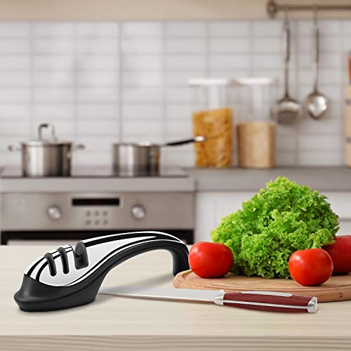Knife Sharpener Vestaware 3-Stage Kitchen Knife Sharpener Helps Repair, Restore and Polish Blades and Scissors,Work Sharp Knife Sharpener to Restore Non-Serrated Knife Blades and Scissors Quickly