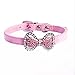 Yunt Bling Rhinestone Pet Cat Dog Bow Tie Collar Necklace Jewelry,Female Puppies Chihuahua Yorkie Girl Costume Outfits(Pink,X-Small)