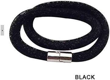 Swarovski style Women Fashion Jewelry Magnetic Stardust Wrap with Austria White Crystals Gifts for Women Girls (Black)