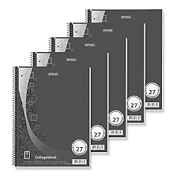 Stylex 43877-P5-5x Spiral-Bound Notepad Ruled DIN