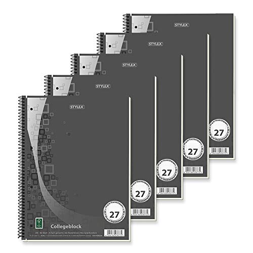 Stylex 43877-P5-5x Spiral-Bound Notepad Ruled DIN