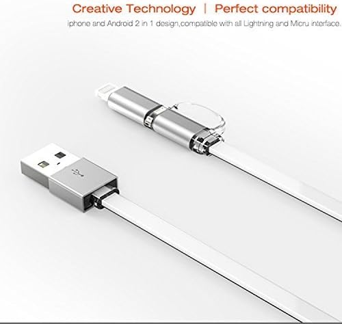 TOP PLUS 2-in-1 Lightning to USB Data Sync Charge Cable, Lightning Micro USB 2-in-1 Cable for iPhone 6 6S 6Plus iPad Air mini Samsung &amp; More,1M/3.3ft