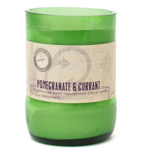 Vineyard Hill Naturals Repurposed Glass Jar Candle, 8-Ounce, Pomegranate and Currant