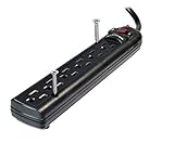 Weltron 6 Outlet Black Surge Protector Power Strip, Wall Mount, 750 Joules, Long 20 Foot Cord Cable
