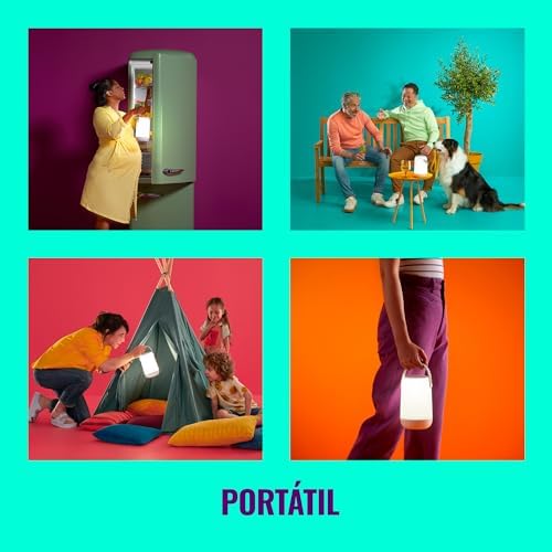 Wiz - lâmpada portátil móvel luz branca e colorida efeito de iluminação de zona dupla controle de voz e painel touch, com tecnologia spacesense e compatível com alexa e google home