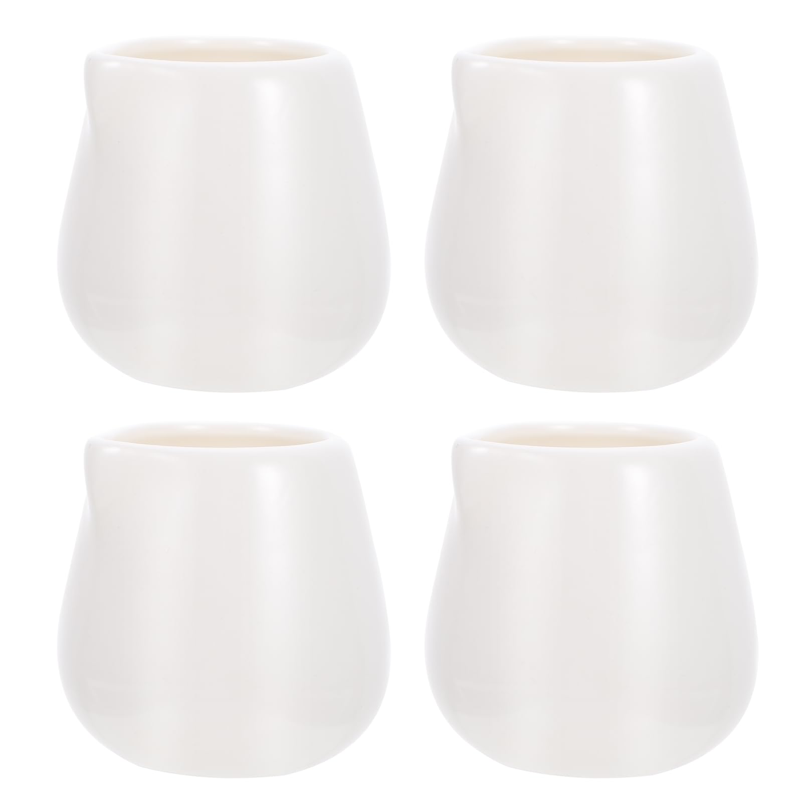 Ciieeo 4pcs Ceramic Milk Cups Multipurpose Sauce Jugs Without Handle Medium for Home Coffee Easy Pour Spout Easy to Clean