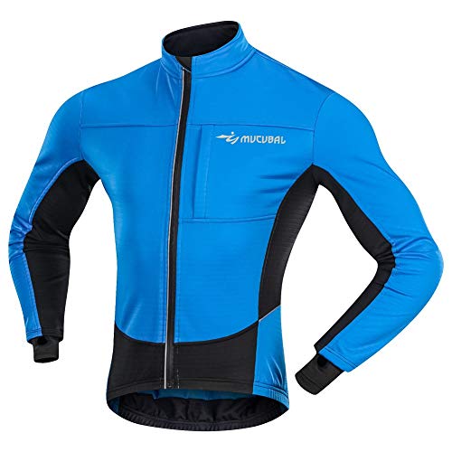 MUCUBAL Men's Cycling Jacket Windproof and Water-Resistant Coat Winter Thermal Breathable Bike Windbreaker