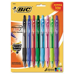 BIC Velocity Retractable Ballpoint Pen, Assorted Ink, 1.6mm, Bold, 8/pack