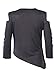 Clothink Women Gray and White Asymmetric neck Cold Shoulder Twist Ruched Blouse