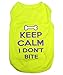 Parisian Pet Dog Tshirt - Embroidered “Keep Calm I Dont Bite“ Dog Shirt - Breathable and Lightweight Dog Clothes - Sleeveless Dog Tee Shirts - Machine Washable Dog Shirt for Large Dogs - L