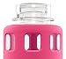 Ello Pure Glass Water Bottle with Silicone Sleeve, 20 oz, Pink Squares