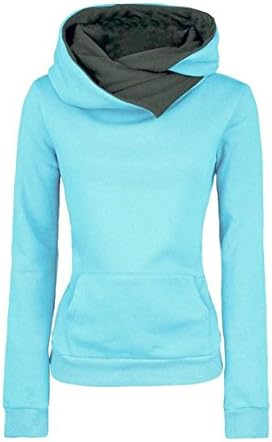 HN Women Long Sleeve Hoodie Sweatshirt Sweater Hooded Cotton Coat Pullover (L, Blue)