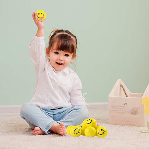 LovesTown 40 Pcs Smiley Face Squeeze Balls,2inch Face Stress Balls Yellow Smile Squeeze Balls Mini Stress Relief Balls for Finger Exercise School Carnival Reward Party Bag Gift