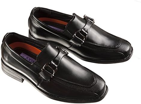 Black Square Toe Formal Slip on Dress Shoes, Boys 11 to Boys 4 (Boys 3)