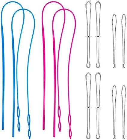 ひも通し 糸通し 靴 紐 通し 方ひも通し 裁縫 ステンレス プラスチックゴム通し はさみ式紐通し手作りdiy ひも手芸 ゴムをしっかり挟んでスムーズに 通す 12本セット